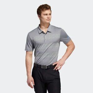 ADIDAS GOLF Mens Striped Short Sleeve Polo Shirt Gray Collared NWT Size M‎